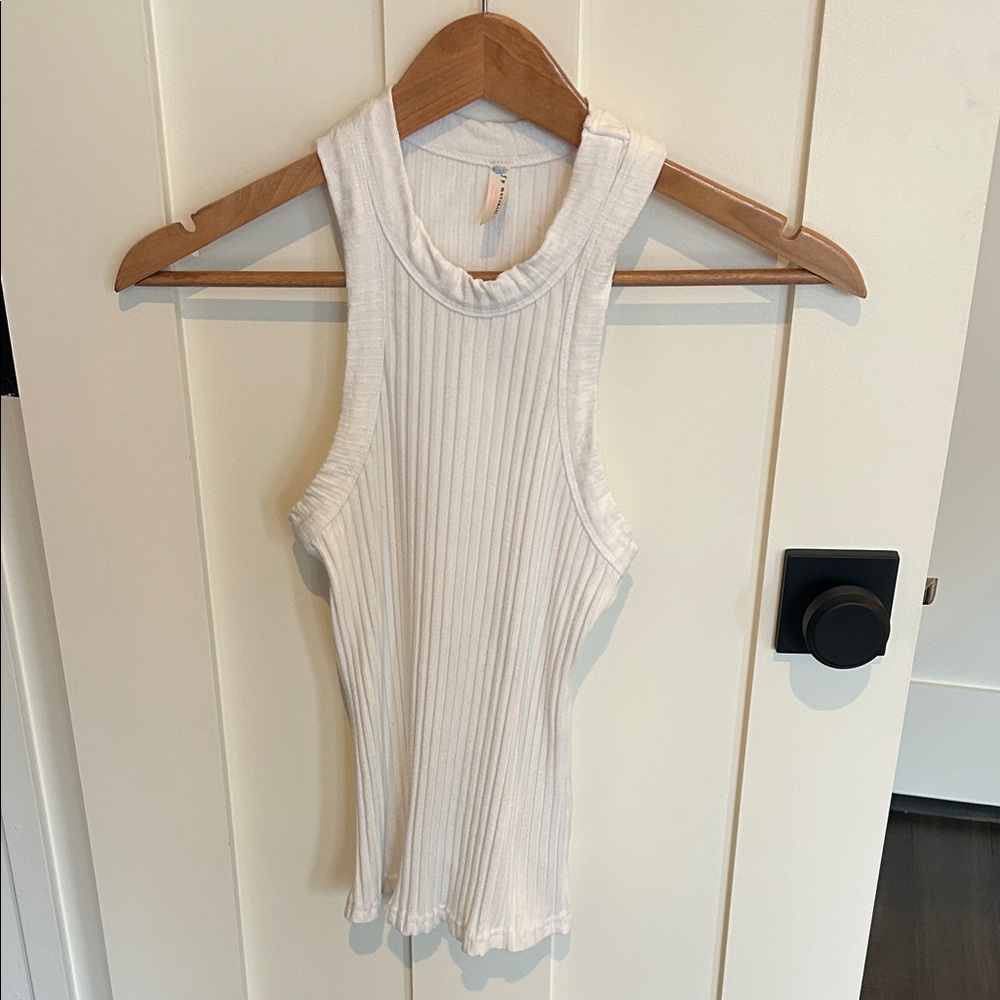 FP Movement by Free People Ivory Ribbed Tank Top